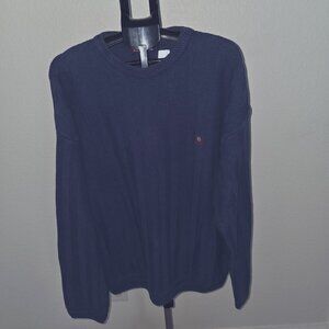CHAPS SIZE XXL BLUE HARRINGBONE PATTERN LONG SLEEVE SWEATER 100% COTTON